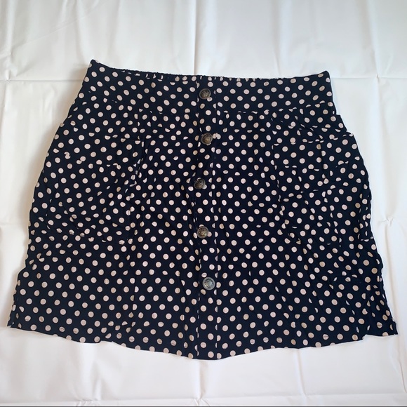 Polka Dot Button Up Skirt with Pockets Elastic Wasit - Picture 7 of 12